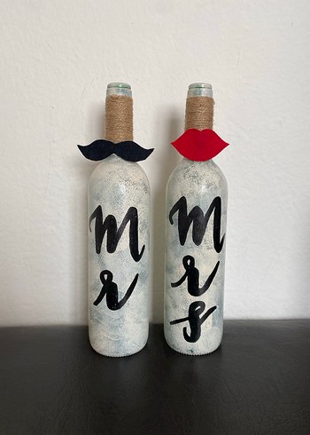 Mr mrs dekoratif şişeler - Görsel 3