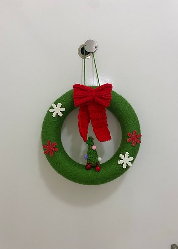 Yeşil Örgü Yılbaşı Kapı Süsü - Görsel 3