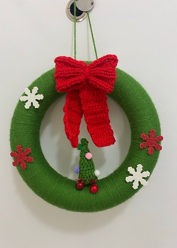 Yeşil Örgü Yılbaşı Kapı Süsü - Görsel 4