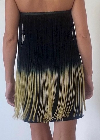 Püsküllü Siyah mini Elbise - Görsel 5