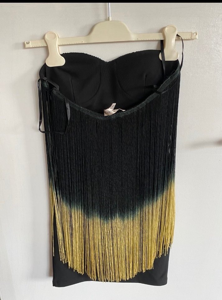 Püsküllü Siyah mini Elbise - Görsel 2