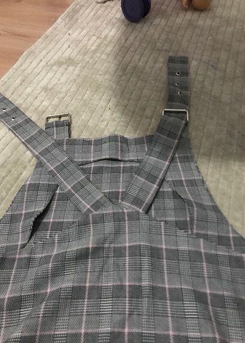 Gri Ekose mini salopet - Görsel 3