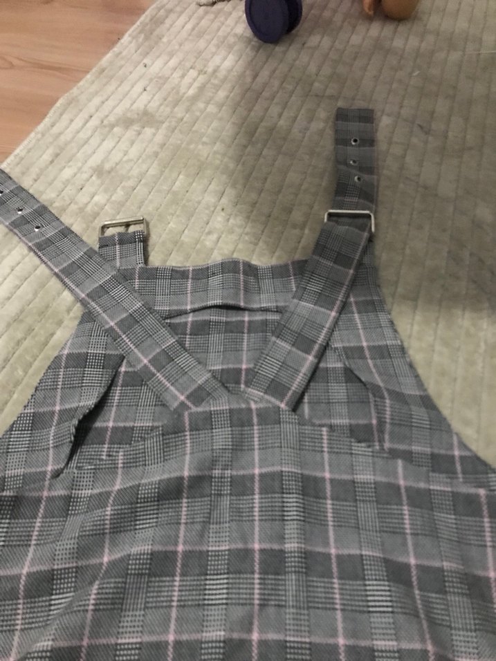 Gri Ekose mini salopet - Görsel 3