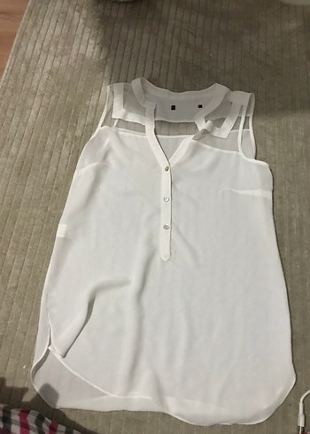 Kız Çocuk Bej Keten Volanlı Kolsuz Bluz - Görsel 2