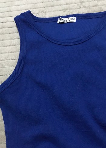 Mavi Kolsuz Uzun Keten Elbise - Görsel 2