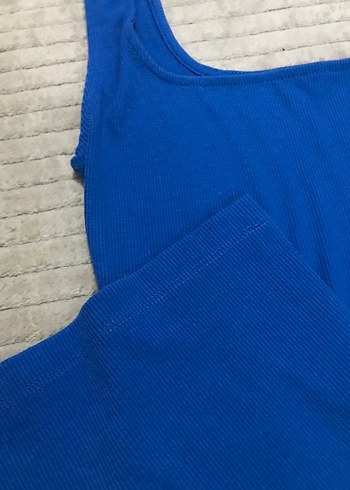 Koyu Mavi Sıfır Kollu elbise - Görsel 2