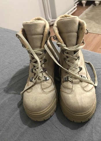 Bej Süet Kadın Platform Topuk Bot - Görsel 5