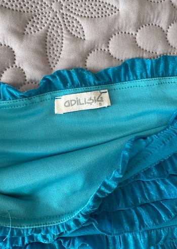 Fırfırlı Turkuaz Elbise - Görsel 2