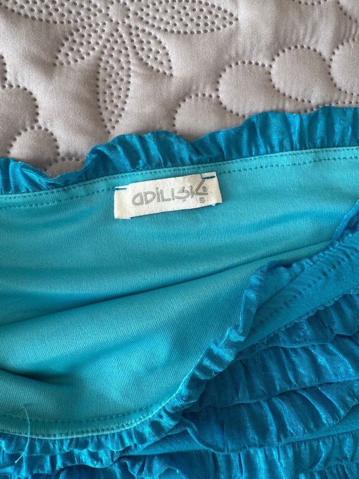 Fırfırlı Turkuaz Elbise - Görsel 2