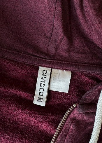 H&M Bordo Kapüşonlu Fermuarlı Sweatshirt