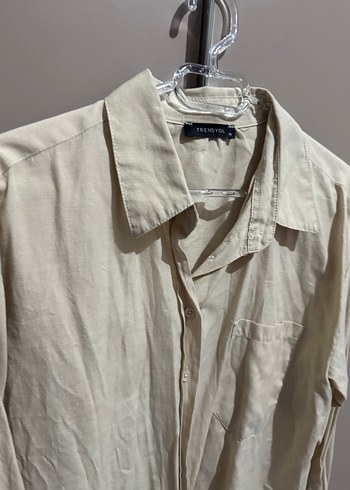 Bej Keten Kadın gömlek - Görsel 2