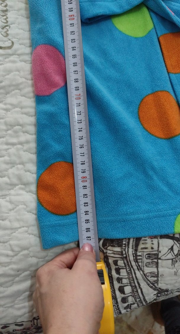 Renkli Puantiyeli Kadın polar Uzun Sabahlık - Görsel 2