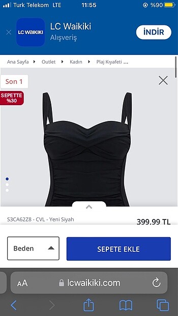 44 Beden siyah Renk Kadın Mayo