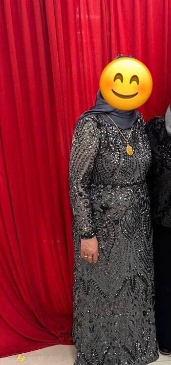 Füme (Gri) Tasli Abiye Elbise