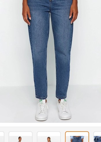 Kadın Mavi Bağcıklı Normal Kesim Denim Pantolon - Görsel 3