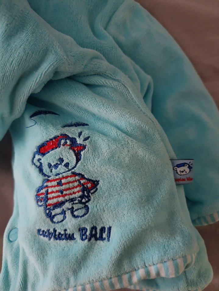 Mavi Kapüşonlu Erkek Çocuk Polar Ceket - Görsel 3