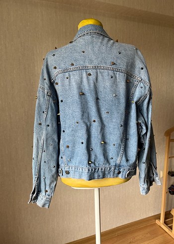 Düğmeli Mavi Kadın Denim Ceket - Görsel 3