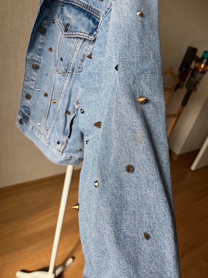 Düğmeli Mavi Kadın Denim Ceket - Görsel 5