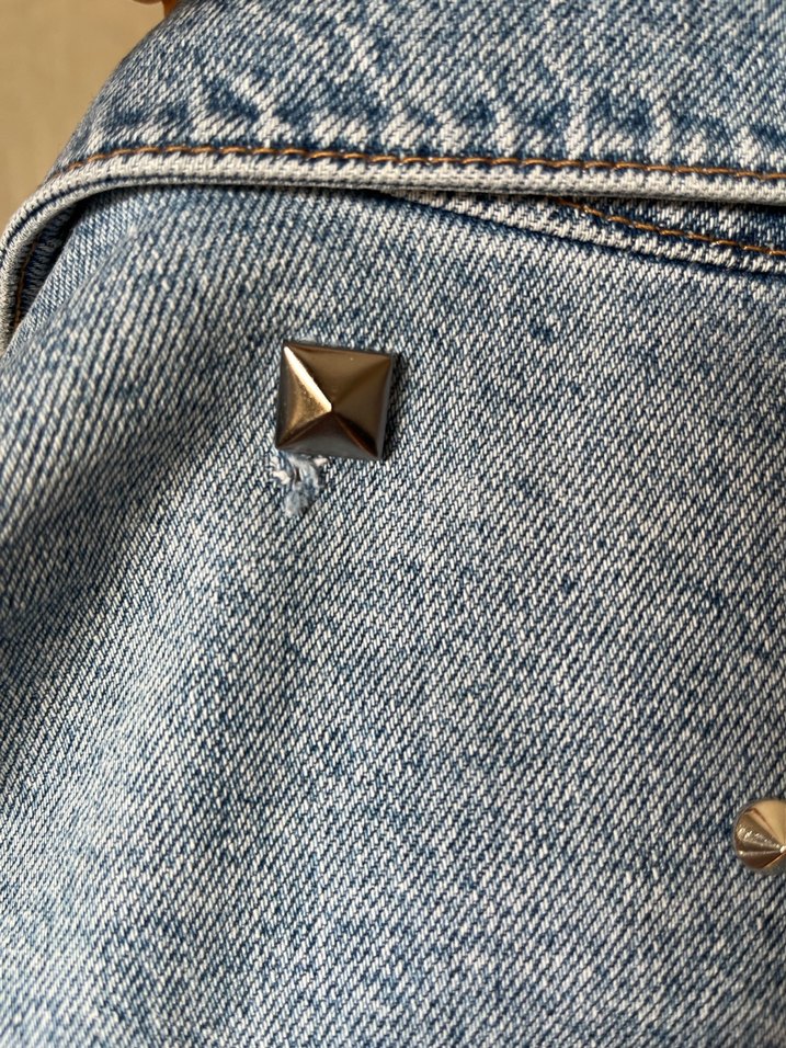 Düğmeli Mavi Kadın Denim Ceket - Görsel 4