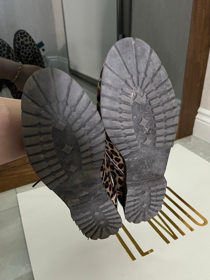 Kahverengi Leopar Desenli Tüylü Süet Ayakkabı - Görsel 4