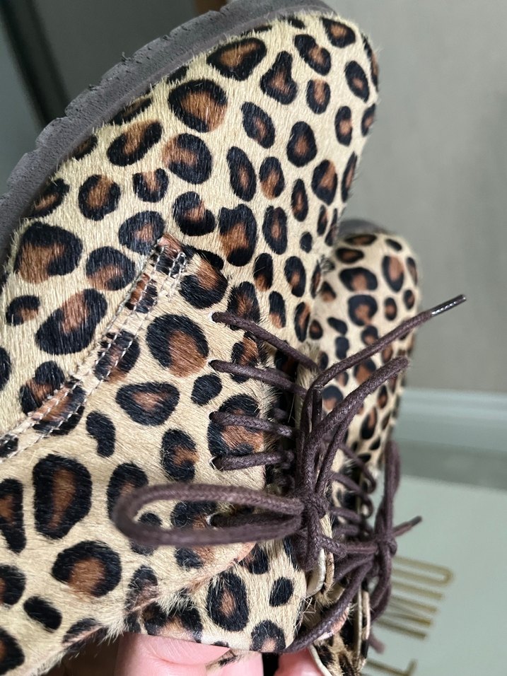 Kahverengi Leopar Desenli Tüylü Süet Ayakkabı - Görsel 5