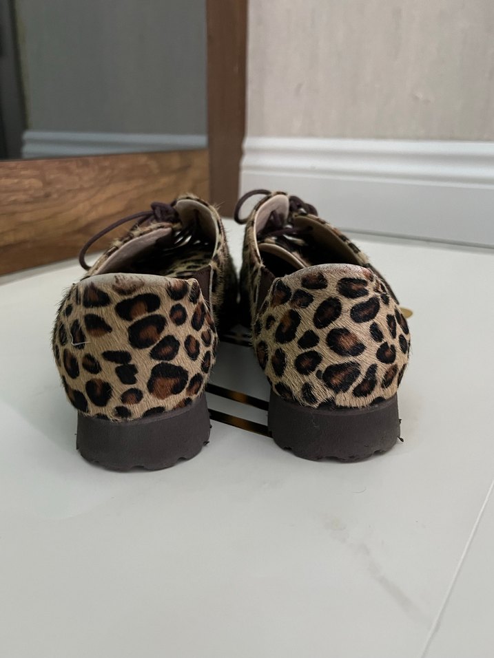 Kahverengi Leopar Desenli Tüylü Süet Ayakkabı - Görsel 2