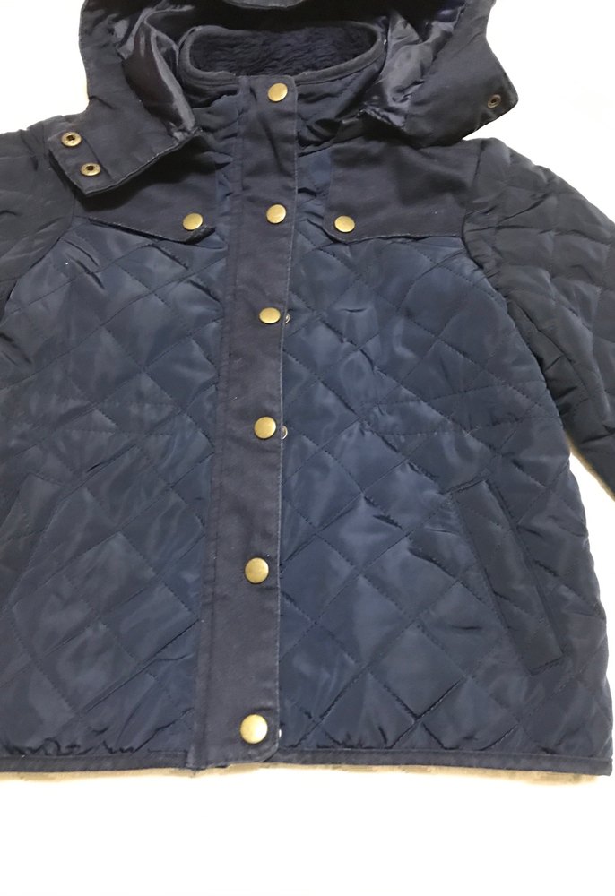 Kız Çocuk Lacivert Kapüşonlu Düğmeli Mont - Görsel 2