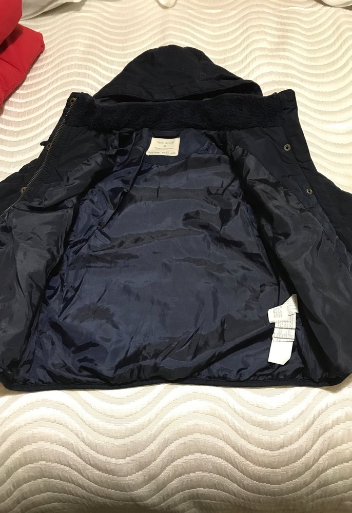 Kız Çocuk Lacivert Kapüşonlu Düğmeli Mont - Görsel 3