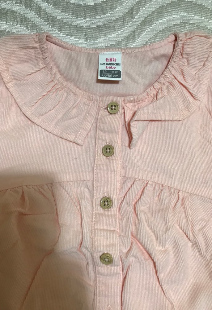 Kız Çocuk Pembe Keten Uzun Kollu Gömlek - Görsel 2