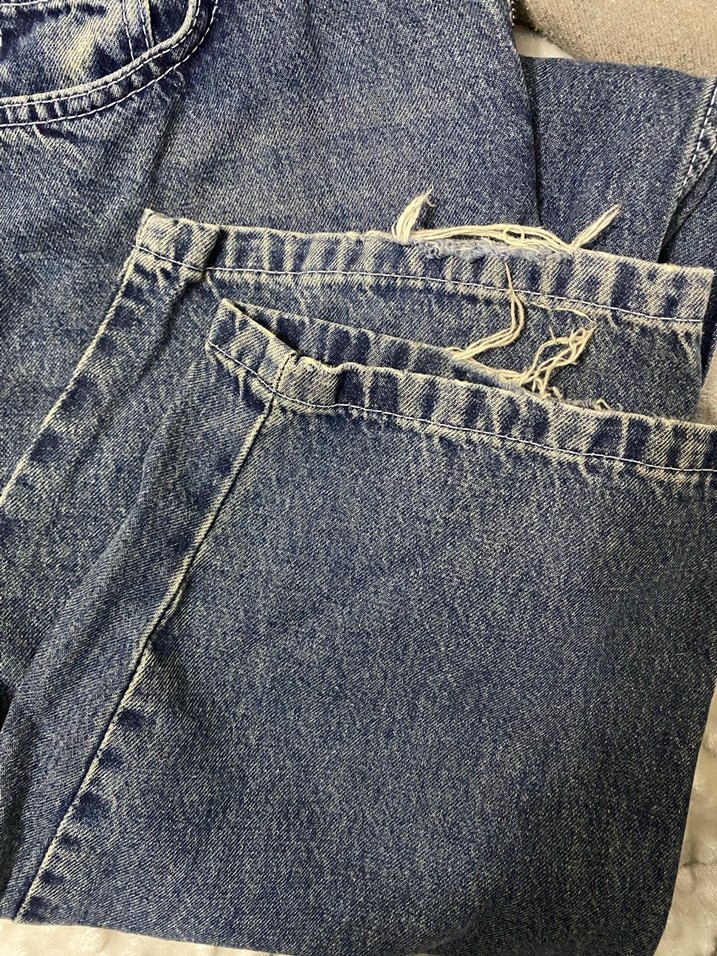 Trendyolmilla Koyu Mavi Bol Kesim Yüksek Bel Jean - Görsel 3