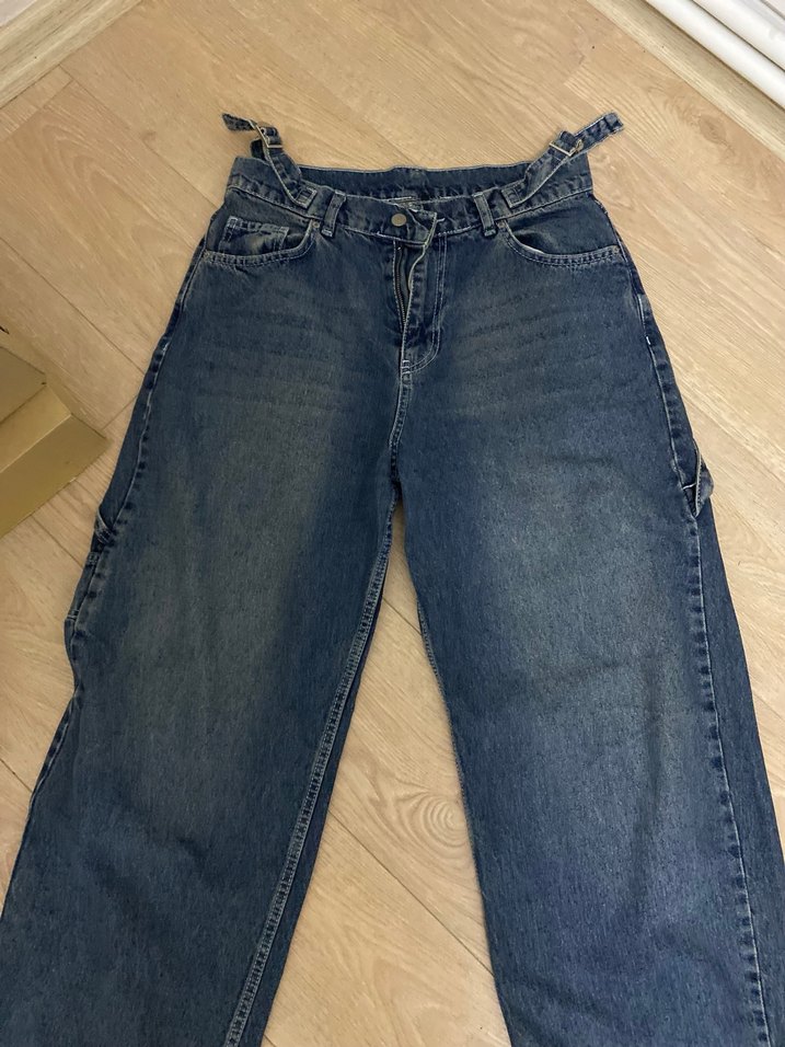 Trendyolmilla Koyu Mavi Bol Kesim Yüksek Bel Jean - Görsel 4