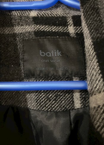 Gri Ekose Desenli Kadın Yün Kaban Batik - Görsel 2