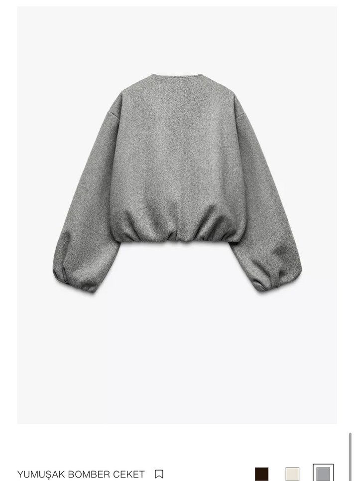 Zara Gri Yumuşak Bomber Kadın Ceket - Görsel 2