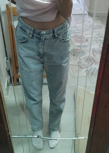 s Beden Gri Rahat Kesim Kadın Denim Pantolon