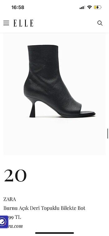 Zara Burnu Açık Deri Topuklu Bilekte Bot