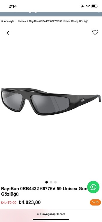 ray-ban unisex güneş gözlüğü