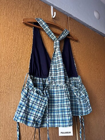 l Beden mavi Renk Pull & bear kareli bluz