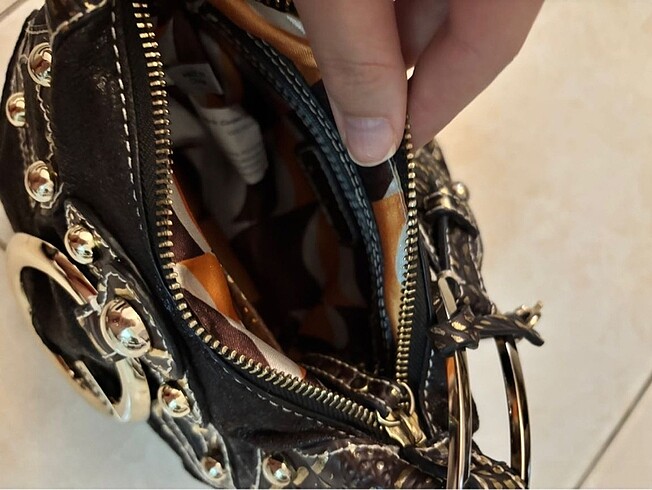 Beden Vintage Kahverengi Gold Guess Çanta