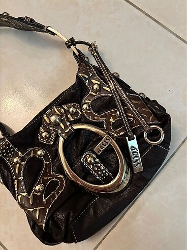 Guess Vintage Kahverengi Gold Guess Çanta