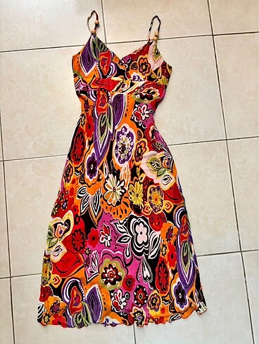 American Vintage Retro Çiçek Desenli Yazlık Elbise ????