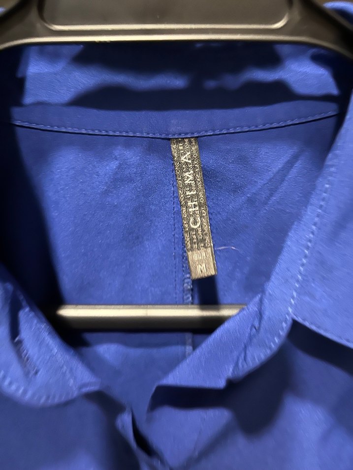 Mavi Düğmeli Uzun Kollu Kadın Gömlek - Görsel 2