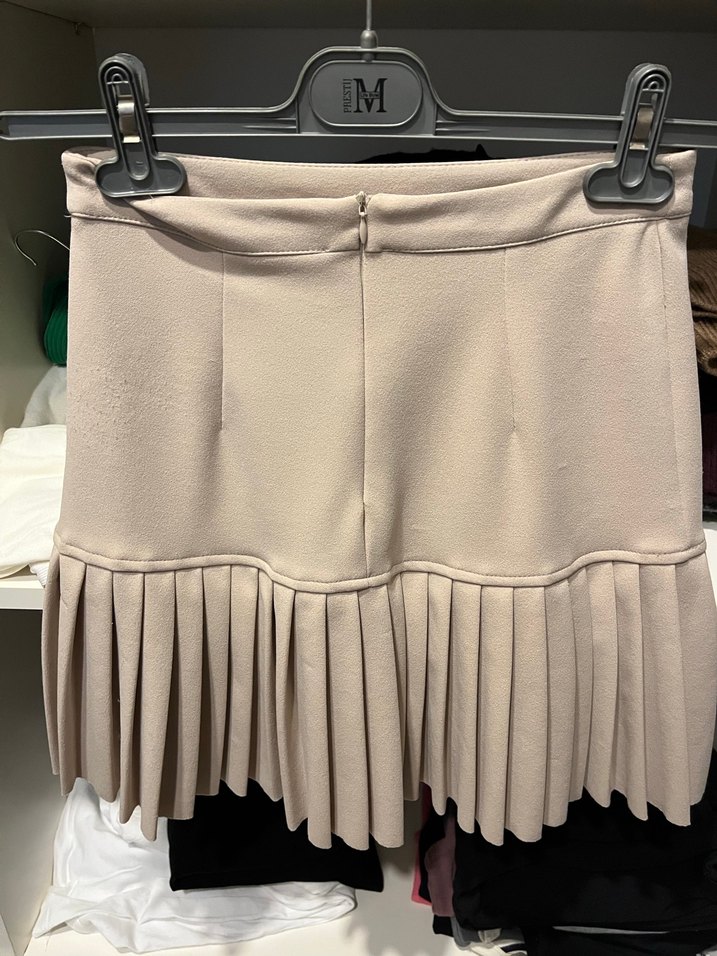 Bej Mini Pilili Kadın Etek - Görsel 2