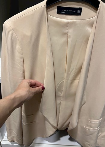 Bej Kadın Klasik Kesim Blazer Ceket - Görsel 3