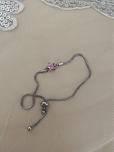 Taşlı yıldız bileklik pembe