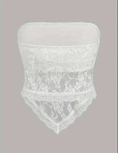 Sheinside beyaz dantel straplez crop