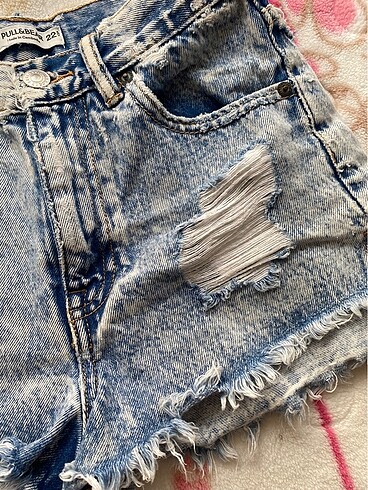 xs Beden mavi Renk Pull and bear kadın mini kısa kot şort mavi