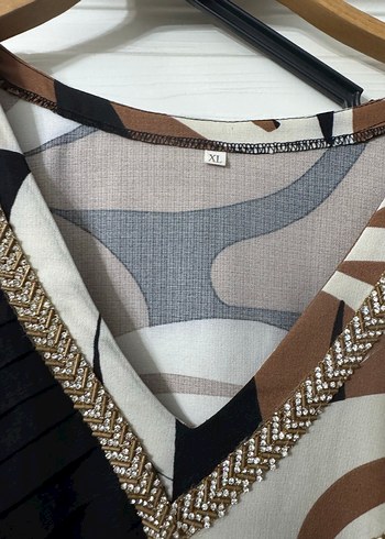 Bohem Tarz Uzun Kahverengi Batik Elbise - Görsel 4