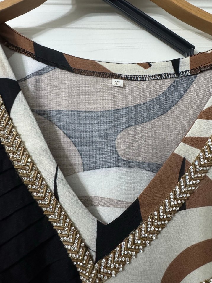 Bohem Tarz Uzun Kahverengi Batik Elbise - Görsel 4