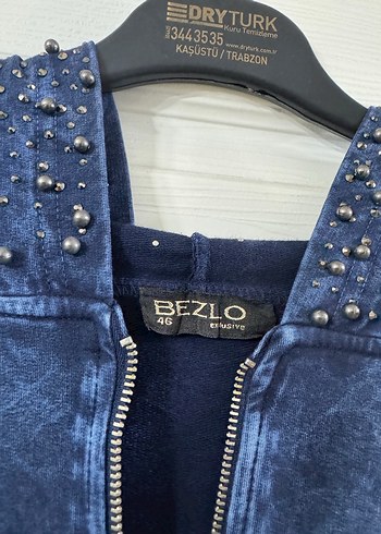 Kapüşonlu, Fermuarlı Uzun Mavi Denim Tunik - Görsel 4