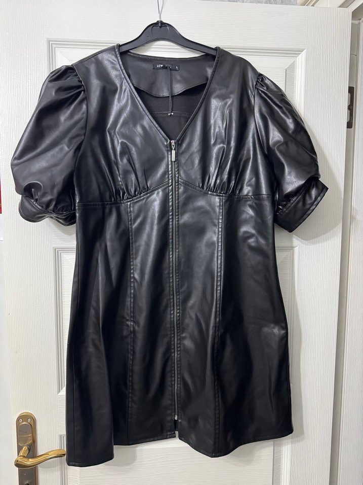 Kadın Siyah Deri Goth Mini Ceket - Görsel 2